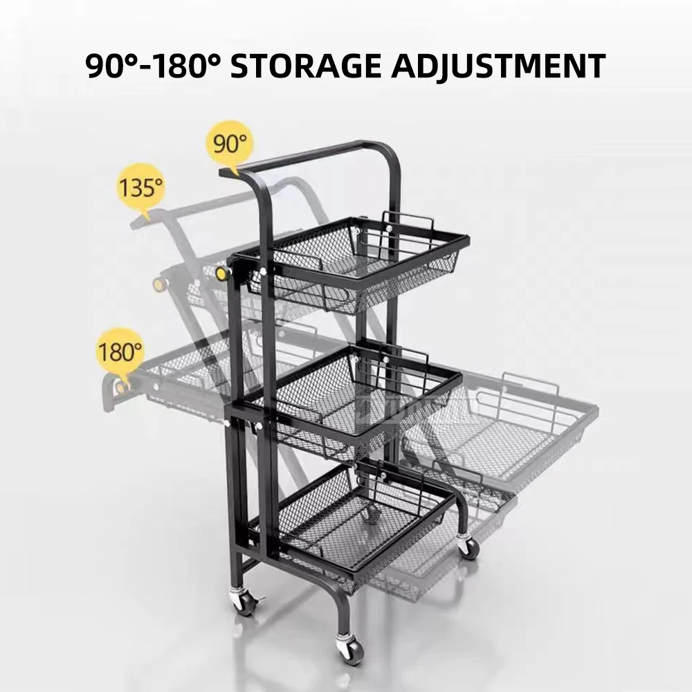 Kitchen Adjustable Organizer for Utensils & Dishes Food Storage Rack Stall Trolley Multifunctional Movable