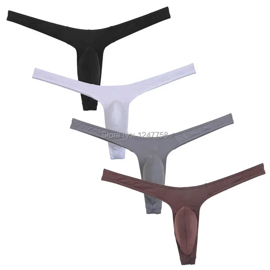 

Men Ice-silk Booty Tangas Slim Cut G-string Underwear Male Bikini Thong Pants
