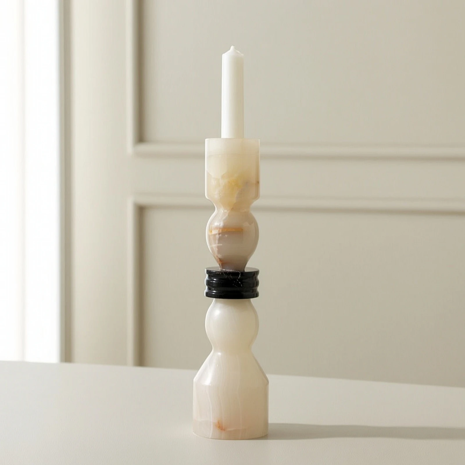 Sculptural Candlestick Elegant Resin Candlestick Decorative Candle Holder Compact Ornament Long-Lasting for Minimalists