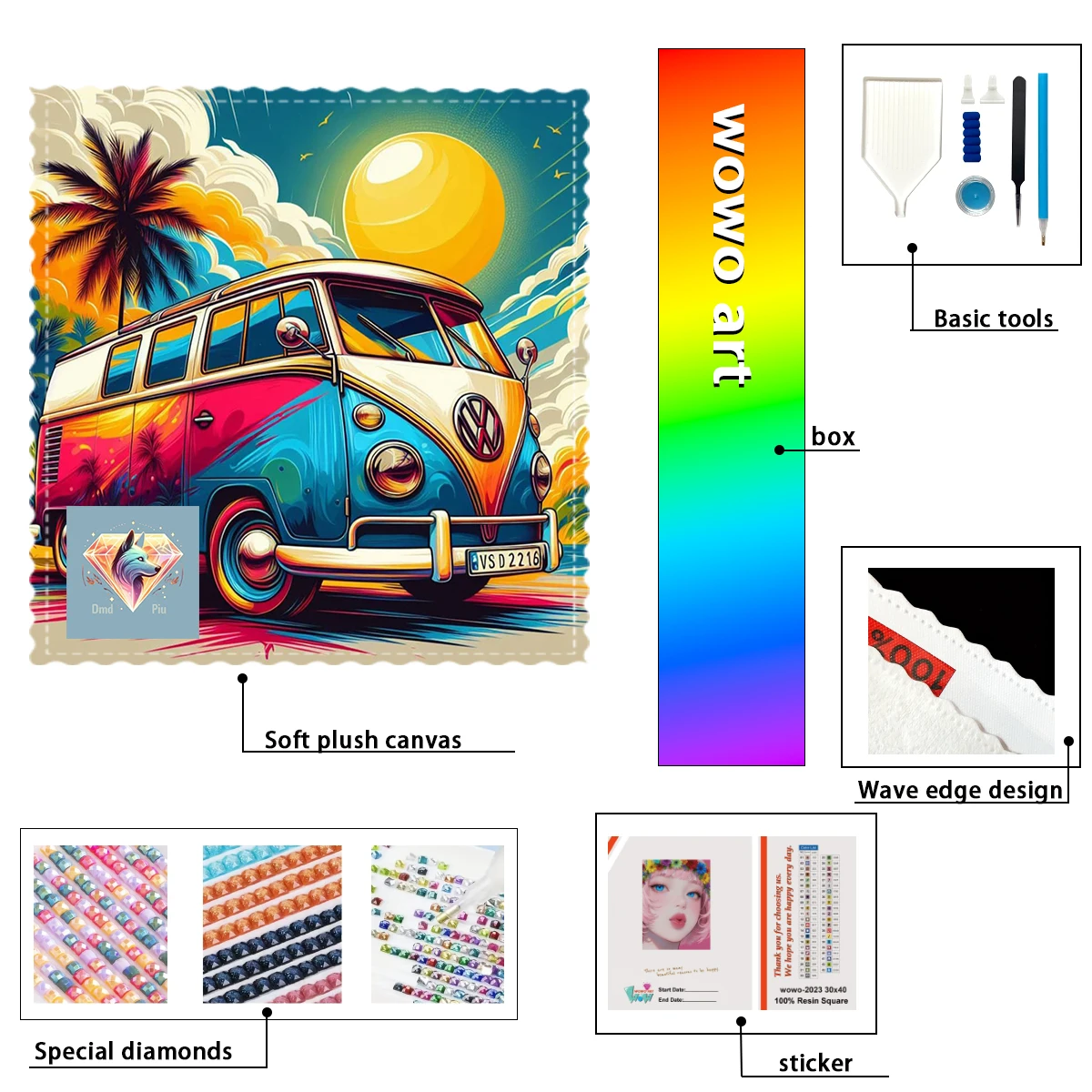 

【Piu Diamond Art】Furgo playera Crystal AB Rhinestone FD Rhinestone Perfect Resin Diamond