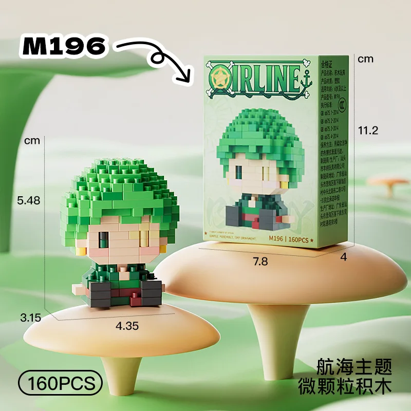 New ONE PIECE Sun God Nika Luffy Micro Action Block Chopper Ace Buggy 3D Anime Model Assembly Mini Bricks Figure Toys For Gift