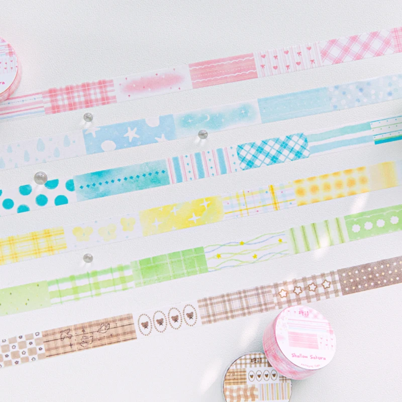 

6 рулонов клейкой ленты васи серии Watercolor Dream в клетку, разноцветные, для DIY-проектов, колажей, фоторамок, фотоальбомов, открыток