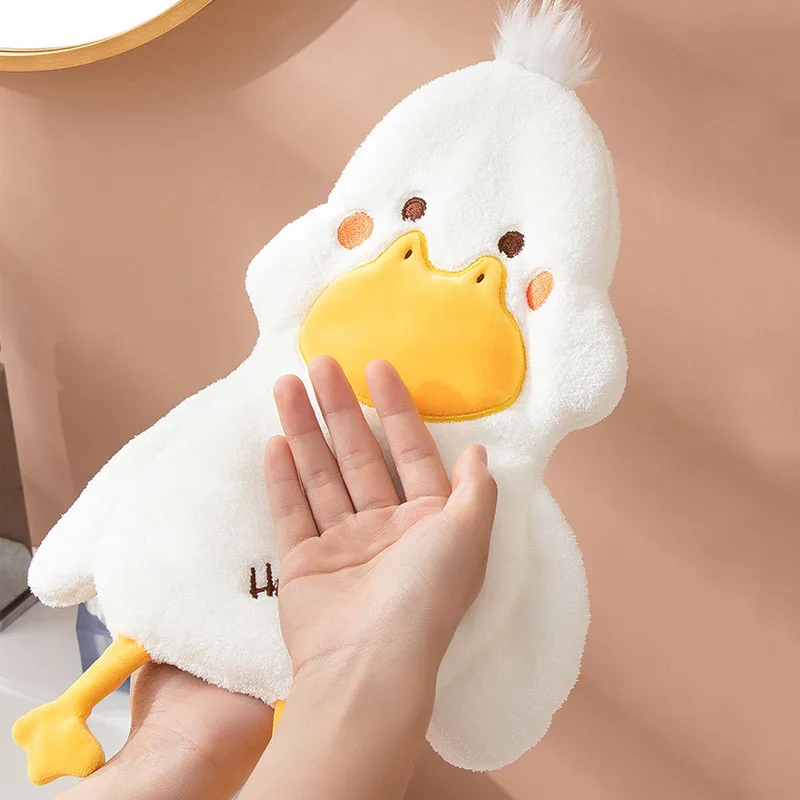 Cartoon Duck Wipe Hand Towel for Kitchen Bathroom Super Absorbent Cleaning Cloth Health Hygiene Breathable Kids Terry Towels