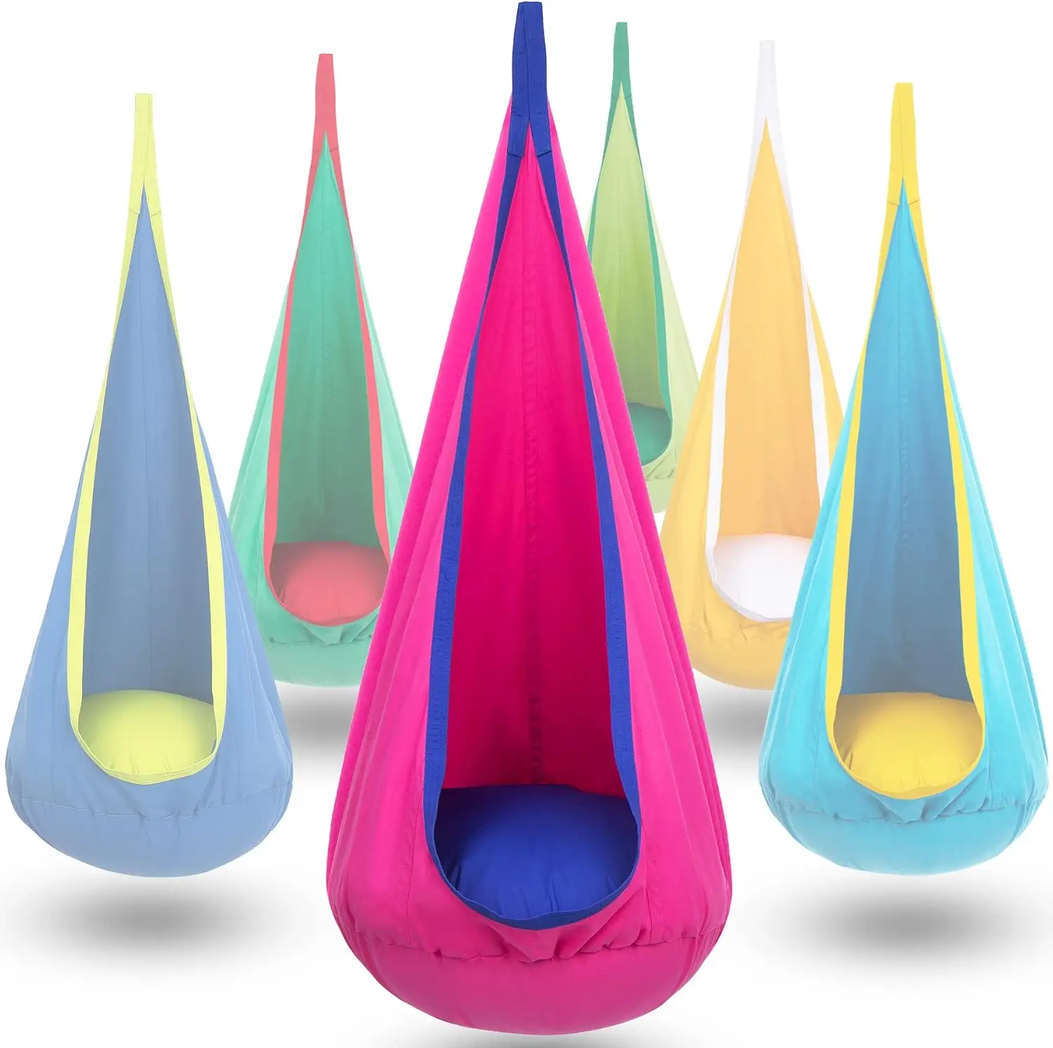 

Inflatable Pillow Swing Seat with Pocket, Hanging Hammock Chair for Indoor and Outdoor Use in Pink and Blue