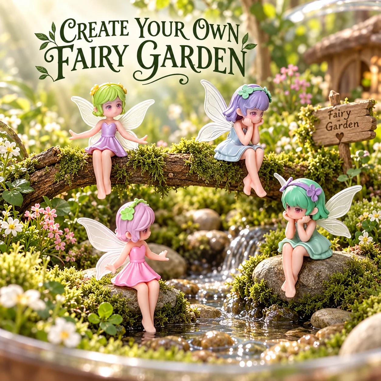 4 PCSCartoon Flower Fairy Figurine Dreamy Elf DIY Cake Topper Decoration Desk Decor Car Ornament Birthday Gift Shelf Display