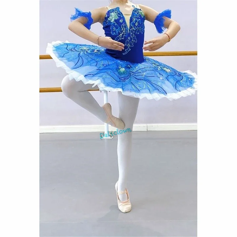 Sequin Professional Ballet Tutu Adult Kids Swan Lake Ballerina Dance Costume Pancake Tutu Blue Pink Ballet Dress Girls Women