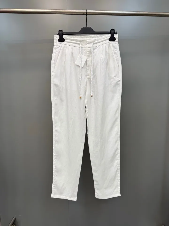 BC Old Money Style Mens Summer Linen Gabardine Drawstring Straight Leg Casual Pants Lightweight Breathable Business Casual Daily