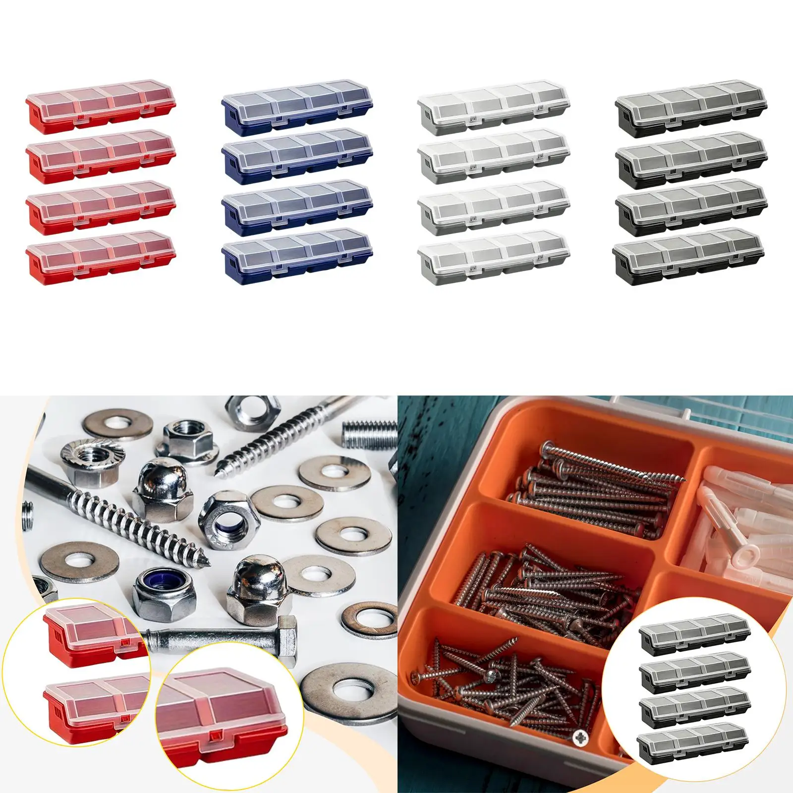 4Pcs Screw Organizer Cases Compartments Bins Divider Organizer Boxes for Nails
