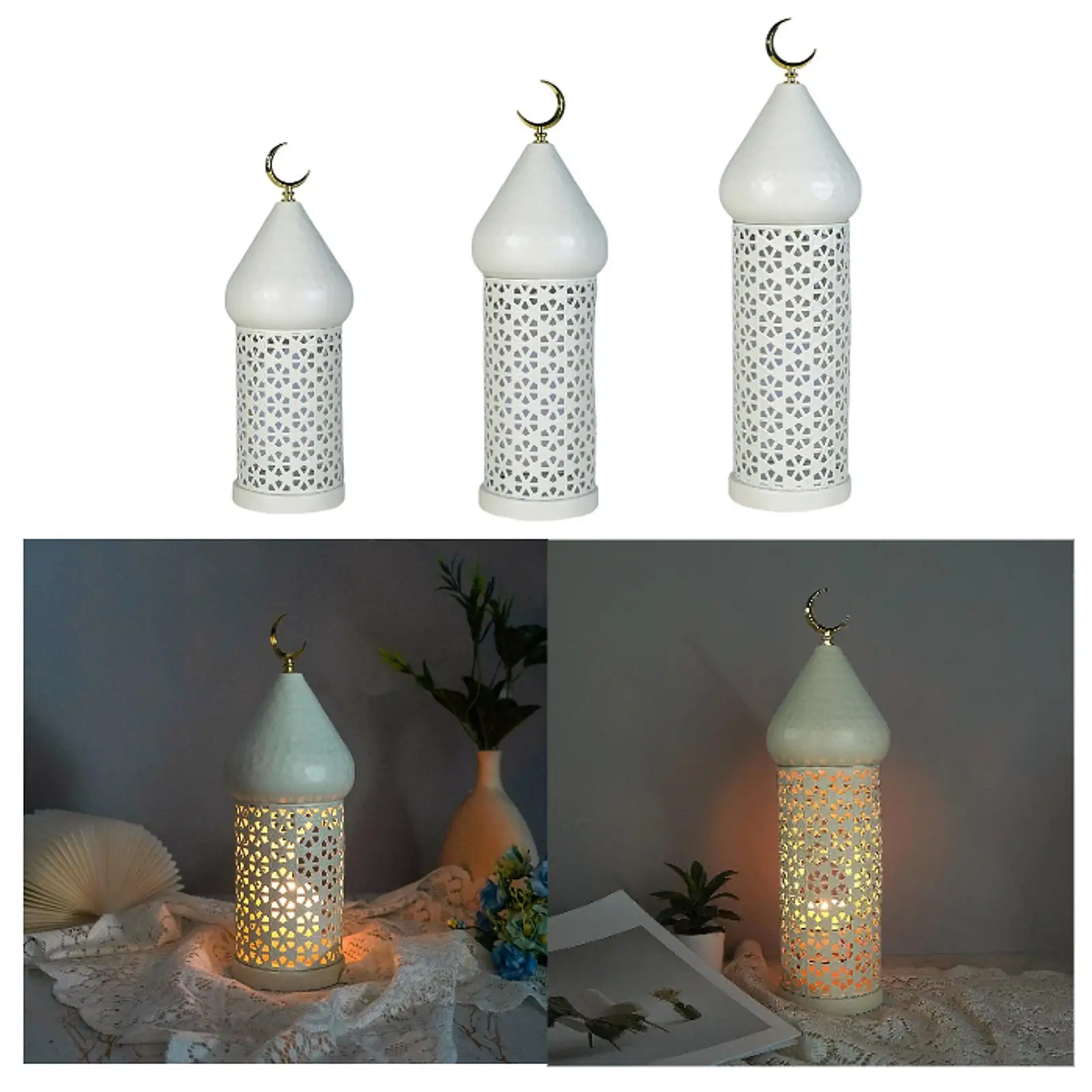 Decorative Candle Holder Ramadan Decoration Metal Tabletop Ornament Candle Stand for Weddings Party Desk Mantel Dining Room