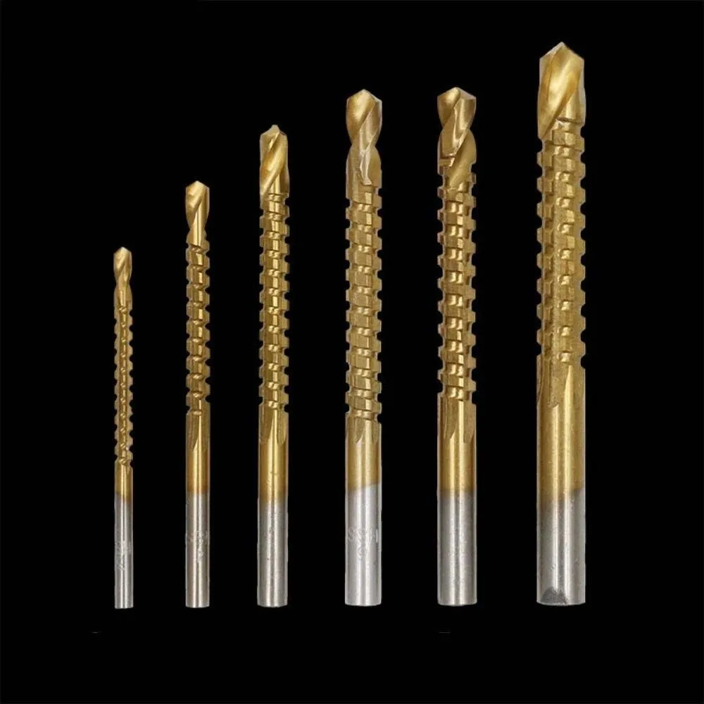 6pcs Multi-functional Twist Bore Bits 3-8MM Hole Opening Grooving Drills Straight Shank Steel HSS Drill Bits Thin Iron Plate