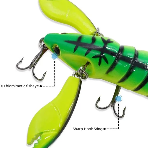 Imagen 2 del producto Señuelos de pesca de cangrejo, cebo duro biónico ABS articulado con anzuelo afilado, cebo de pesca Artificial para lubina con cabeza de serpiente