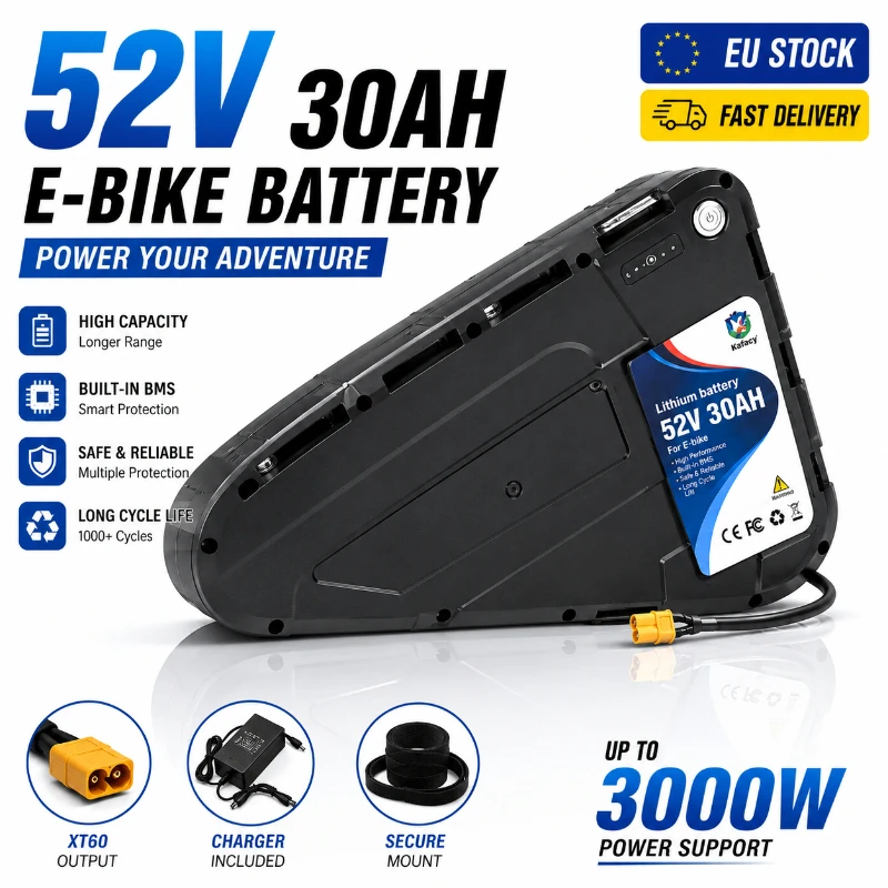 Image of Elektrofahrrad-Lithium-Akku 48V 52V 20AH 30AH 40AH Langstrecken-Akku für 500W 750W 1000W 1500W 2000W 3000W E-Bike-Motor Mountainbike-Ersatzakku Polen EU-Lager Schnelle Lieferung