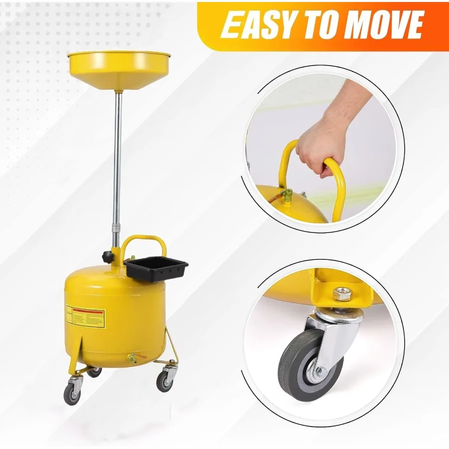 خزان تصريف الزيت النفايات الذي يعمل بالهواء سعة 8 جالون، حاوية تصريف الزيت المحمولة مع قمع 2862 قابل للتعديل للدراجات النارية T #5