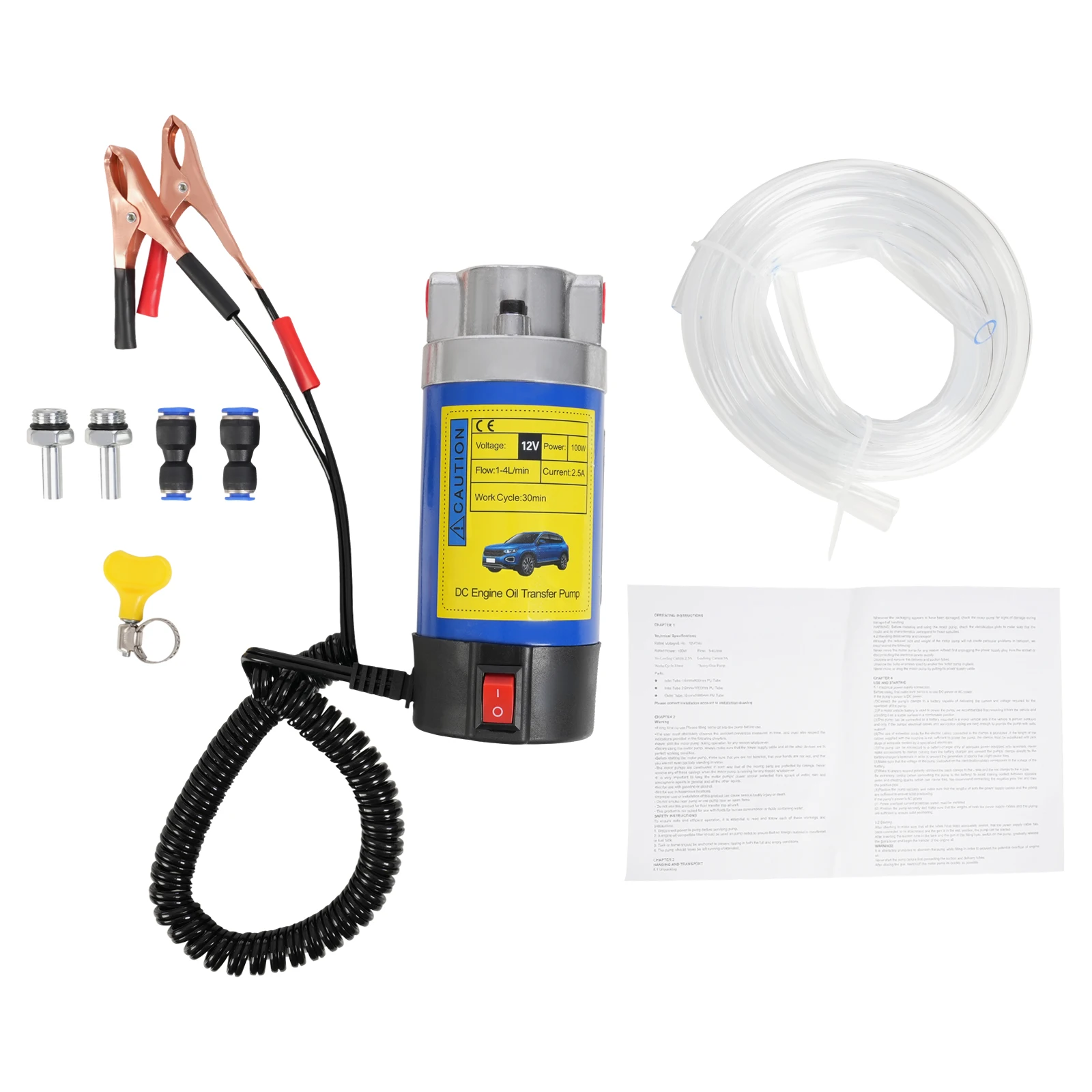 12V DC Motoröl-Transferpumpe, 100W Ölabsaugpumpe, Gusseisen-Ölwechselpumpe Motorradwerkzeug, 1-4 L/0,22-0,88 Gal/min – Detail 3