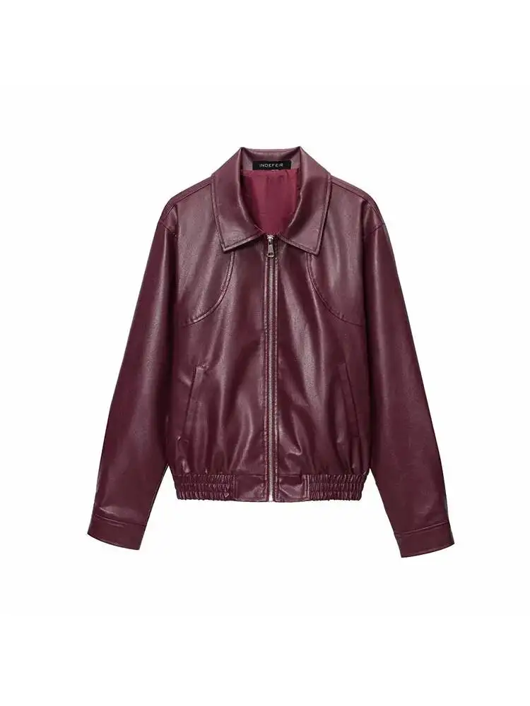 เสื้อแจ็คเก็ตผู้หญิงสไตล์วินเทจ หนัง PU ลำลอง แฟชั่นสตรีทแวร์ ฤดูใบไม้ร่วง 2026 ซิปหน้า ดีไซน์เก๋ เท่ห์ ทันสมัย