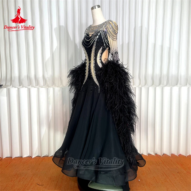 International Championship Ballroom Dance Luxurious AB Stones Graceful Dresses Customized Dancer's Vitality Adult Waltz Outfit