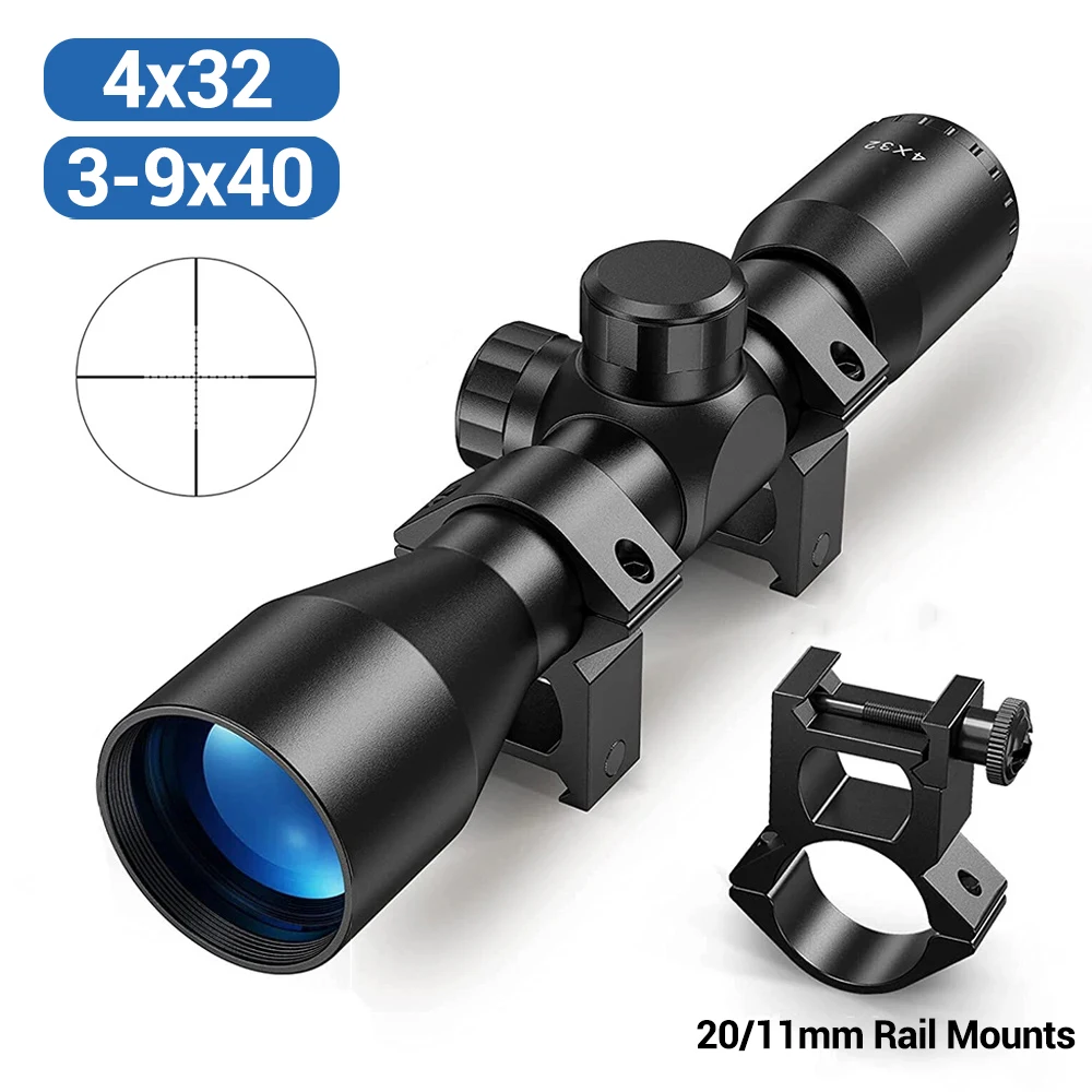 4x32 Compact Rifle Scope Crosshair Optics Hunting Riflescope Sight Gun Scope Hunting Optics Scope for 11/20mm Picatinny Rail