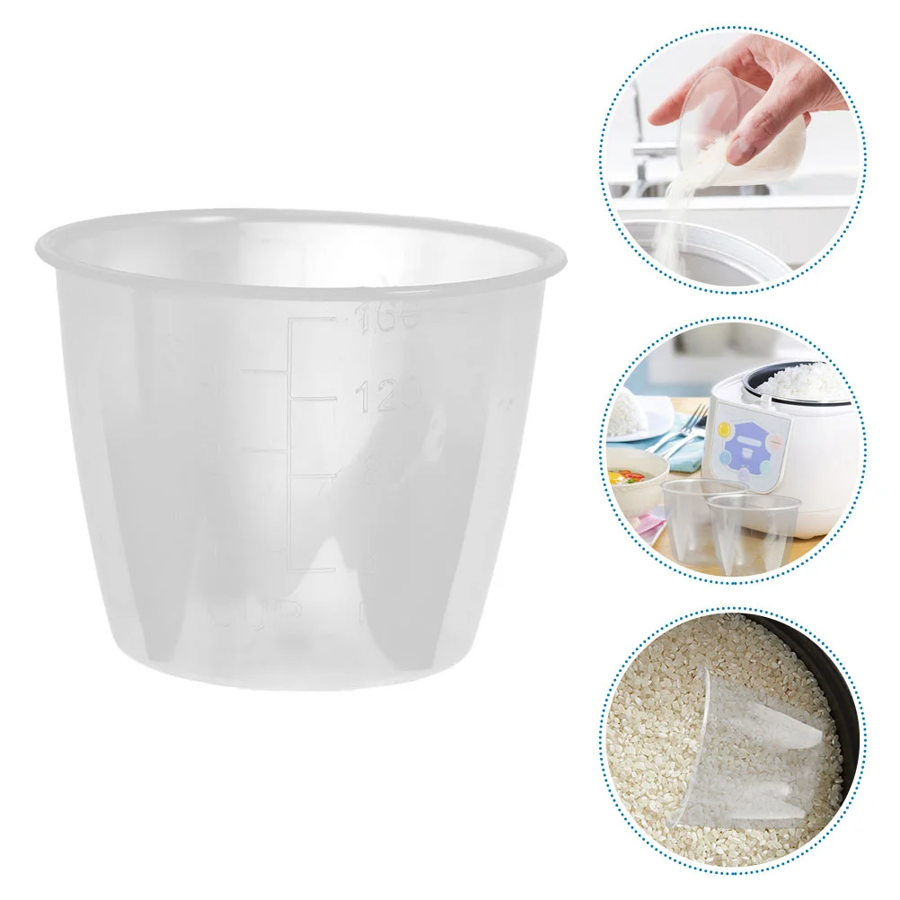 

5Pcs Plastic Measuring Cups Transparent with Scale for Rice Cooker Accurate Portion Baking Cooking Steaming Soup