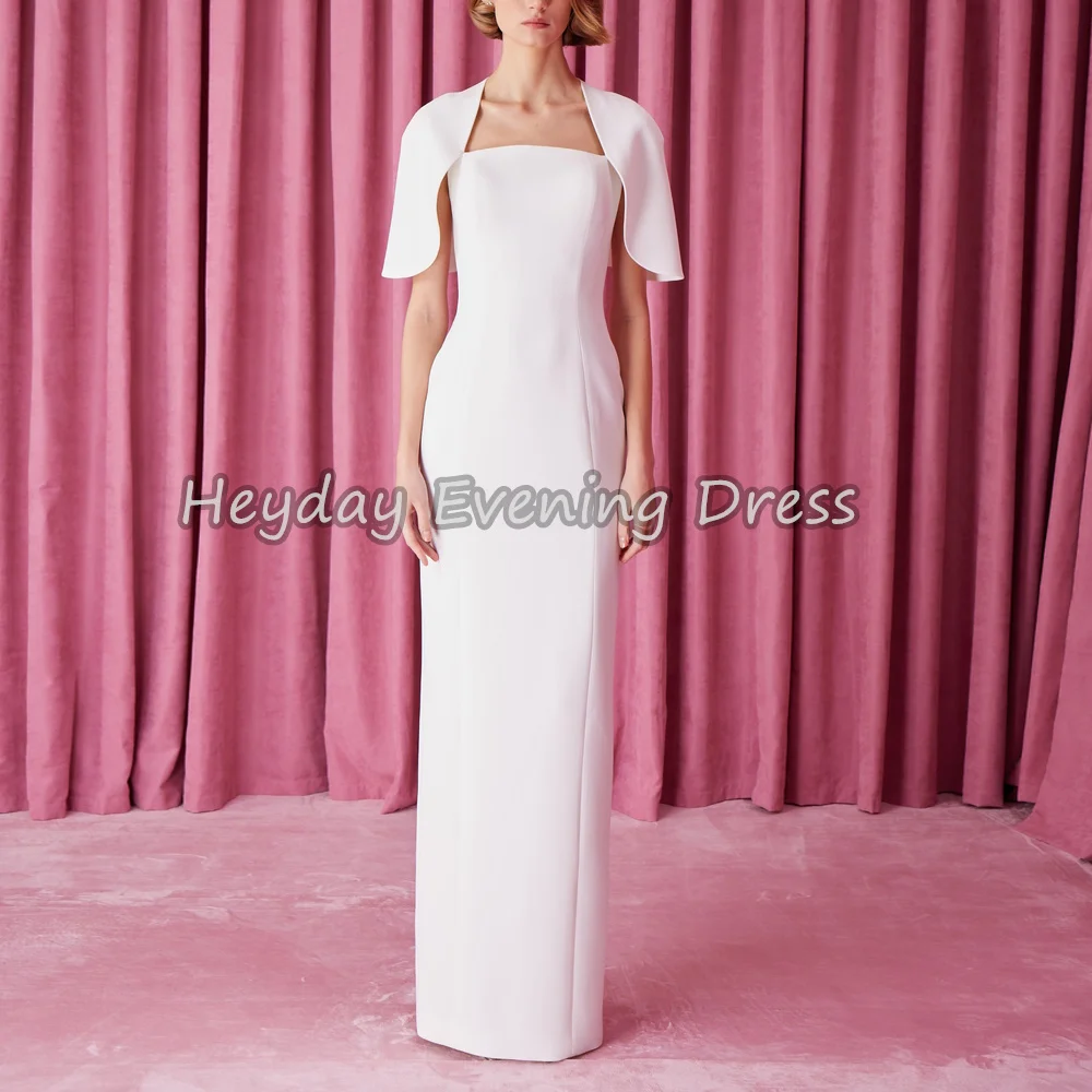 

Heyday Crepe Straight Square Neckline Floor Length Simple Evening Dresses For Women 2025 With Slit Saudi Arab Party Dress