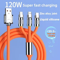 6A 120W 3in1 2in1 USB Fast Charger Cable For iPhone 14 Micro USB Type-C 8-Pin Charging Cable For Huawei Samsung Xiaomi Wire Cord