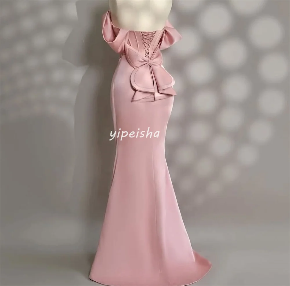 カスタマイズされた絶妙なファッションシャルムーズパールリボンマーメイドオフショルダーロングドレスオーダーメイドオケージョンドレス高品質