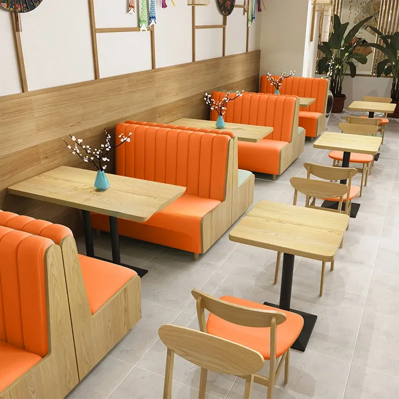 Cafe Theme Wall Card Seat Sofa Dining Snack Bar Restaurant Noodle House Dessert Milk Tea Shop Table and Chair Combination