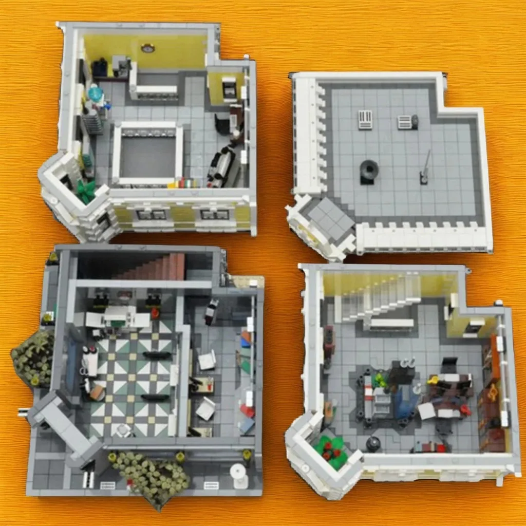 6431pcs MOC Modular Streetscape Modular Post Office Model Building Blocks Toys Architecture Christmas Gifts Education Idea DIY