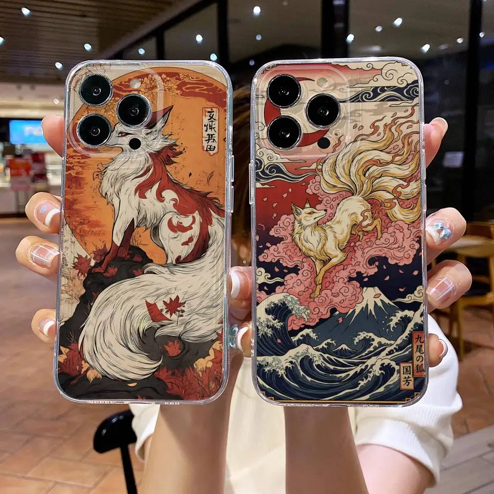 

Nine Tailed Fox Laser Phone Case For iPhone 17 16e 16 15 14 13 12 11mini Pro Max X XR XSMAX 8 7 Air Plus Soft Cover