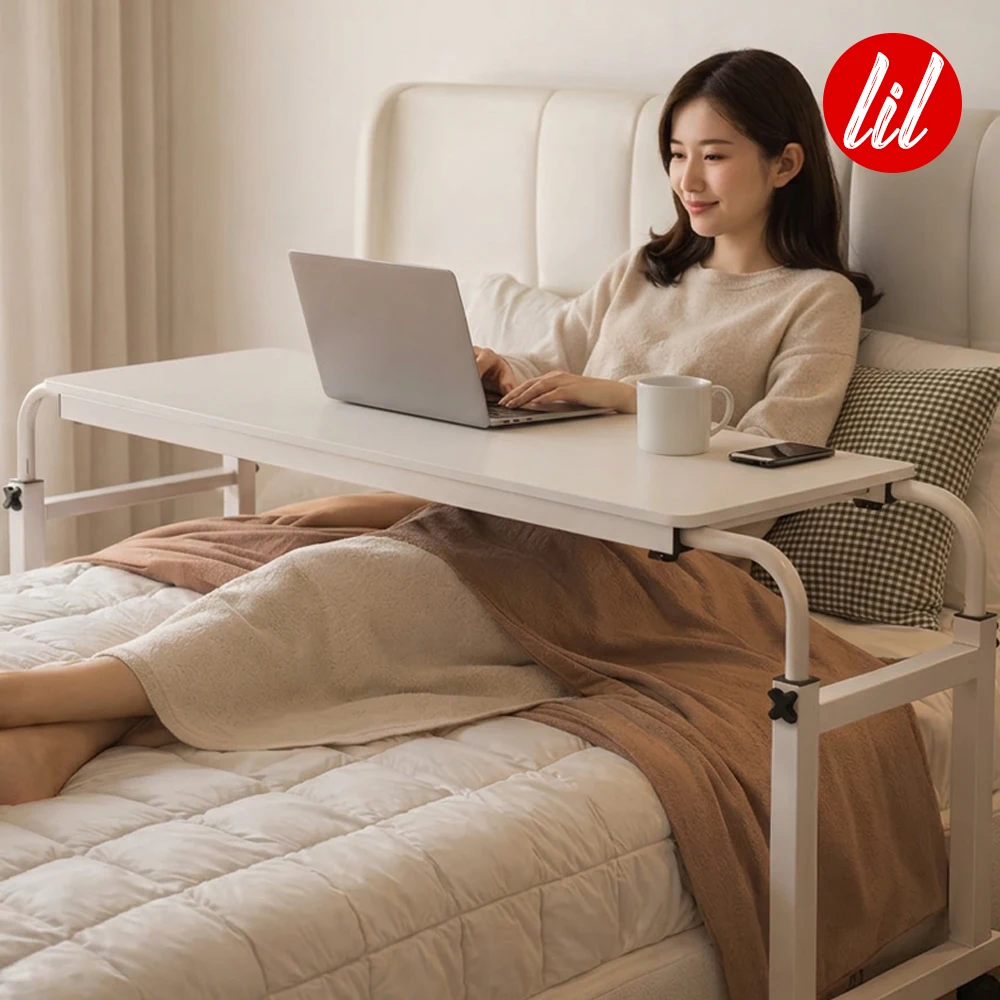 Adjustable Overbed Table Rolling Laptop Desk Mobile Standing Desk Bedside Study Table for Home Office 썸네일 2