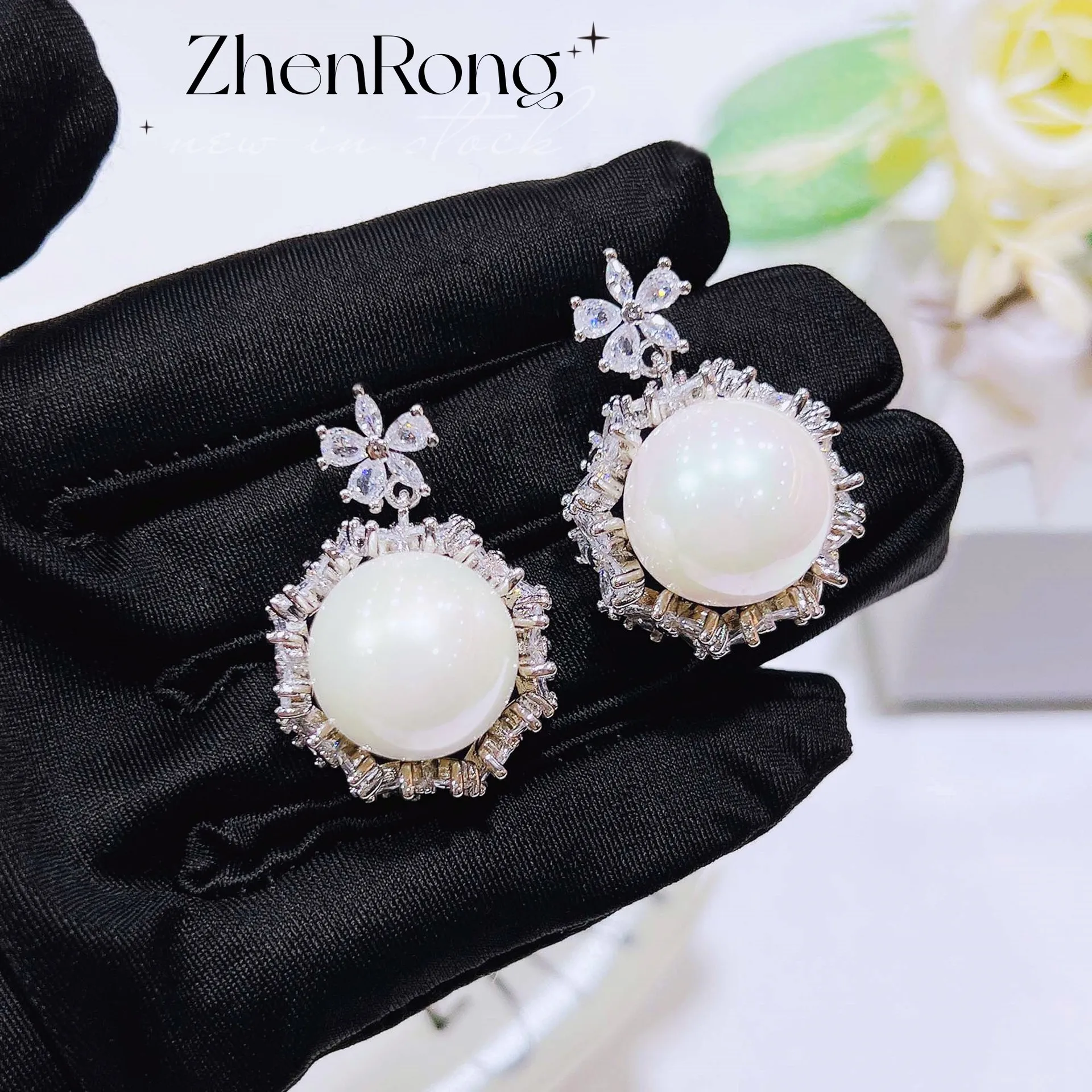 Retro Baroque Freshwater Pearl Jewelry Set Luxury Platinum Plating Elegant Female Ring Earring Necklace Romantic Birthday Gift