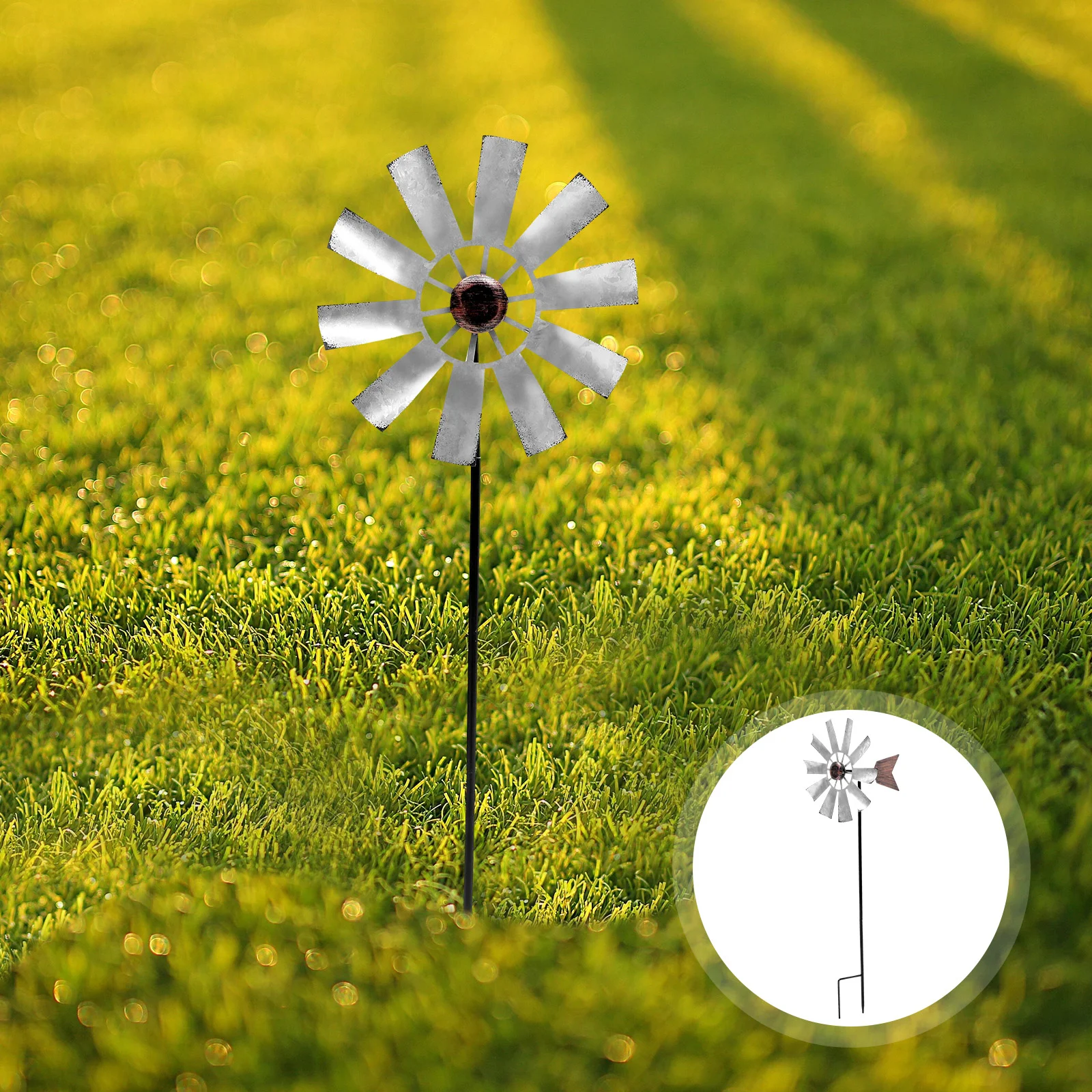 Garden Windmill Insert Outdoor Decor Rotatable Geometry Spinner Iron Large Yard Spinners Child