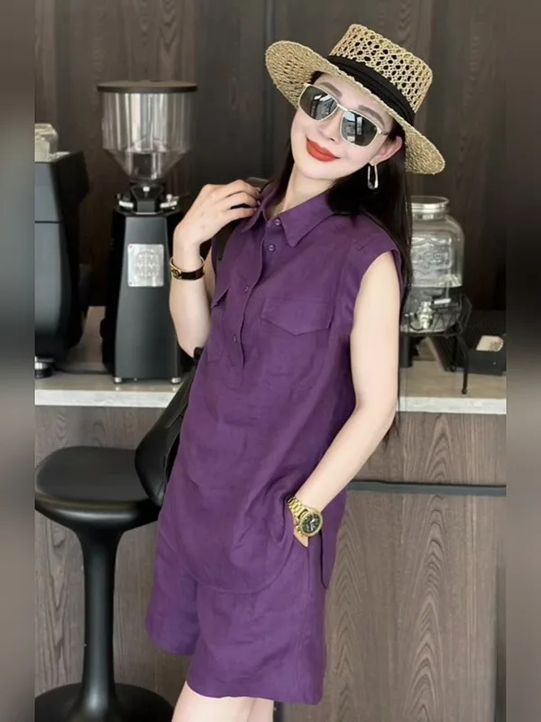 

Новое поступление лета 202, женский модный утягивающий фиолетовый топ, комплект, повседневный дизайн, элитный китайский бренд