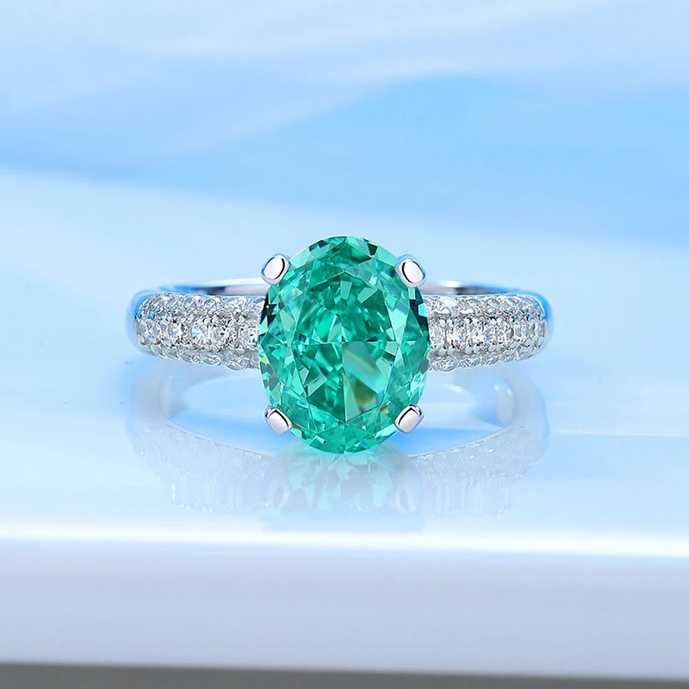 Vinregem 8*10 MM Oval Paraiba Tourmaline Padparadscha Tanzanite Gemstone Women Ring 100% 925 Sterling Silver Engagement Jewelry image 4