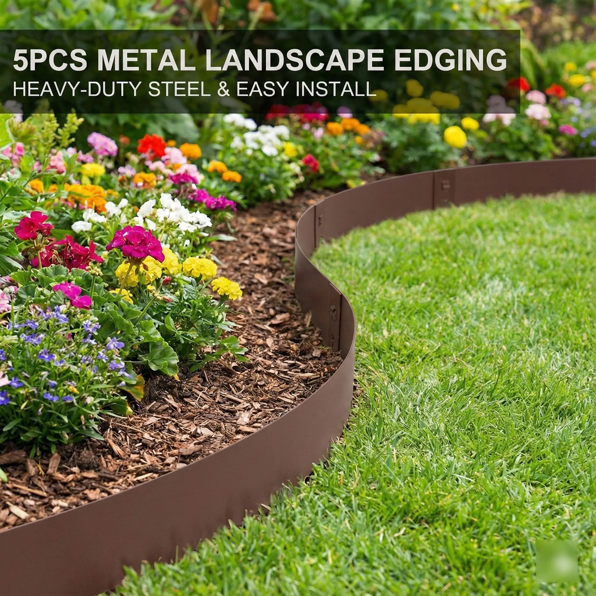 

5 шт. стальная садовая окантовка для двора, дорожки, блокирующая ограждение, 3x39 дюймов, гибкая ограждение для растений