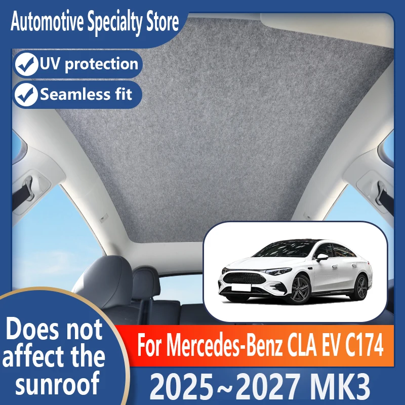 For Mercedes-Benz CLA EV 2025~2027 26 Panoramic Sunroof Insulation Roof Visor Electrostatic Adsorption Fabric Protection Anti-UV