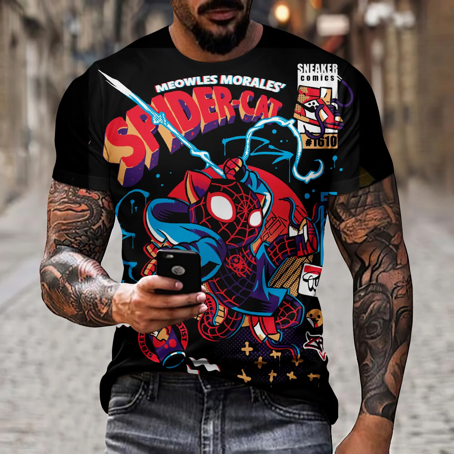 تي شيرت Marvel Spider-Man Comic بطباعة ثلاثية الأبعاد - سريع الجفاف، مسامي، مريح، أنيق، رياضي كاجوال ضروري؛ للجنسين البالغين والأطفال