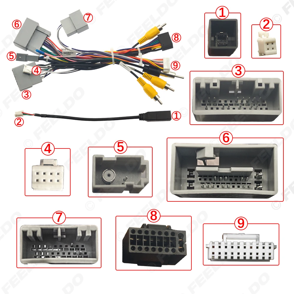 

Автомобильный 16-контактный адаптер жгута проводов питания FEELDO для Honda Odyssey Malaysia Indonesia (15-17) Установка головного устройства