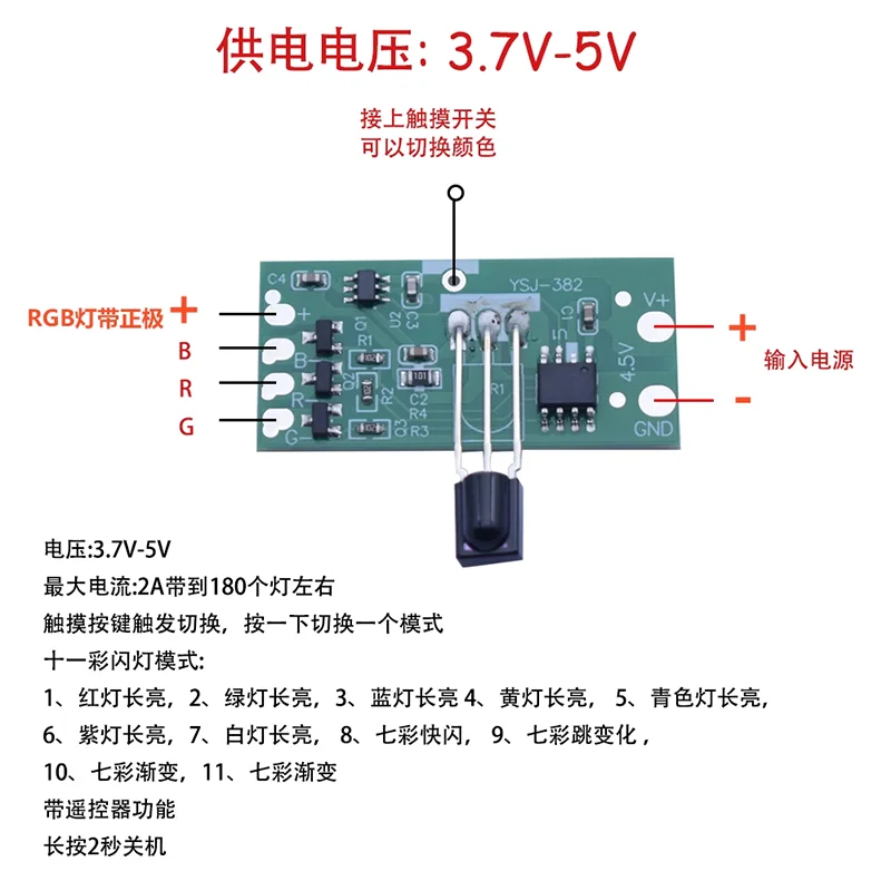 1pcs Touch color-changing belt remote control LED colorful changing atmosphere light microscape art light module