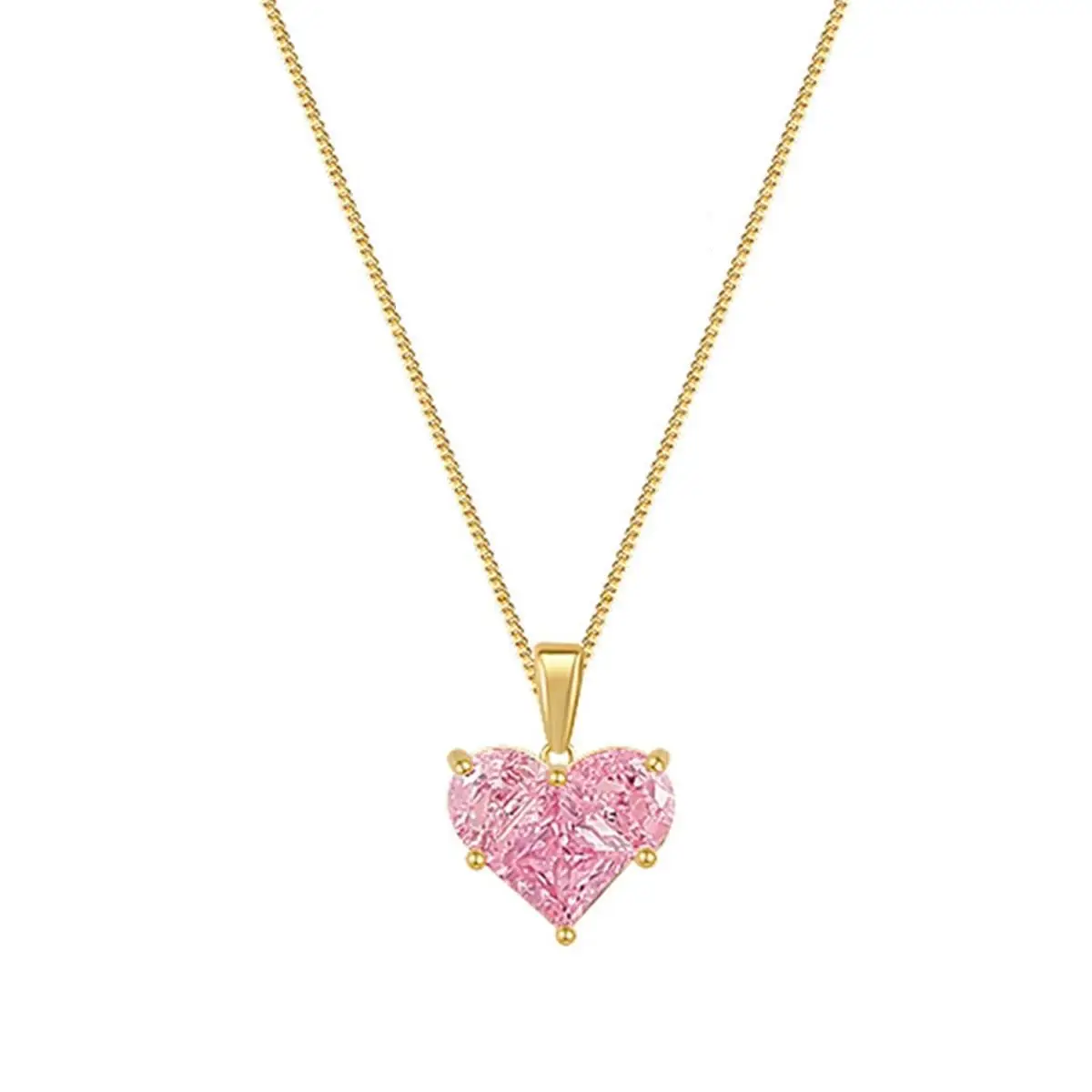 Korean Fashion Sparkling Pink Crystal Necklace For Women Jewelry 2026 Trending New Luxury Cute Peach Heart Necklace Gifts