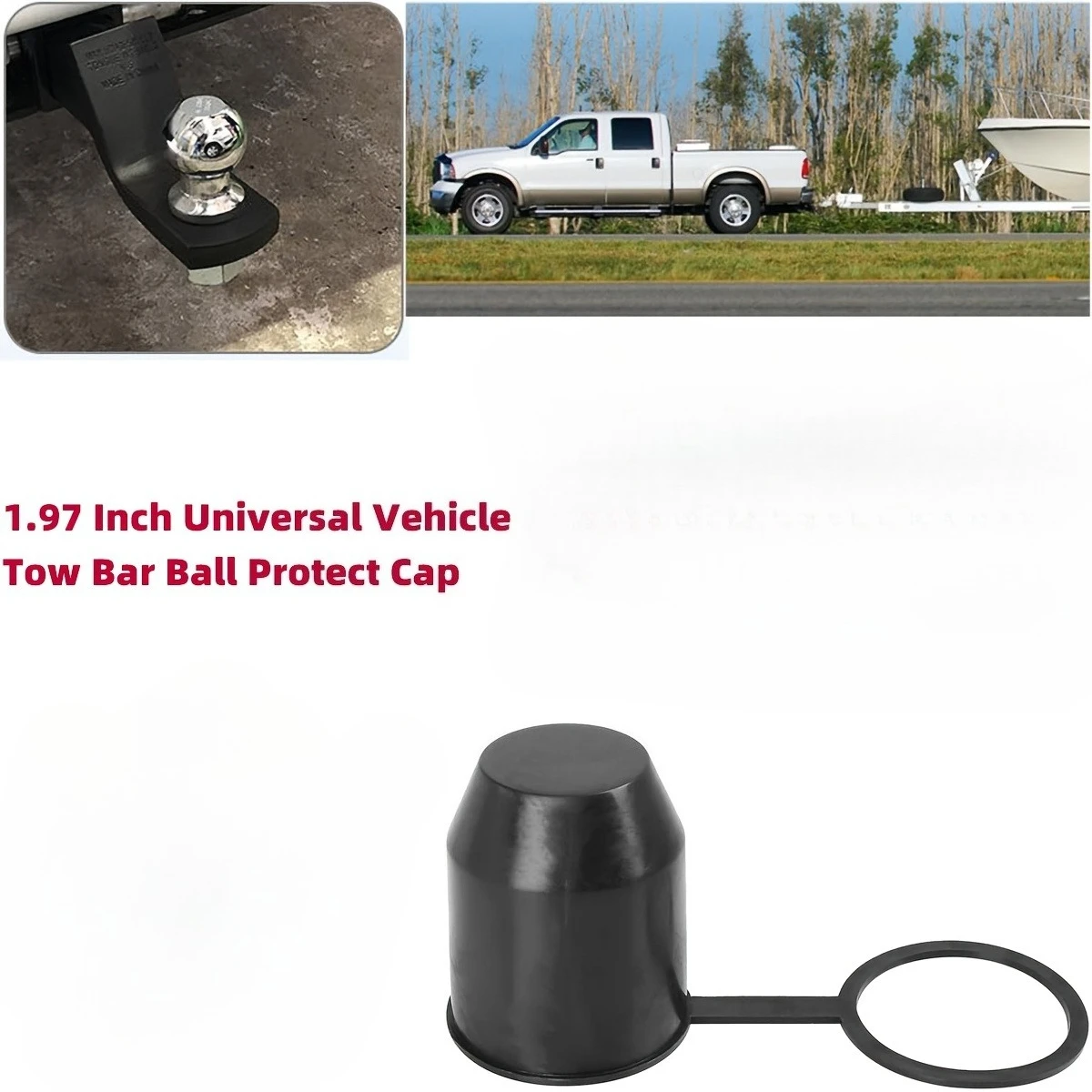Universal 50mm Auto Tow Bar Ball Cover Accessories Durable Black Cap Towing Hitch Caravan Car Trailer Towball Protective Cover