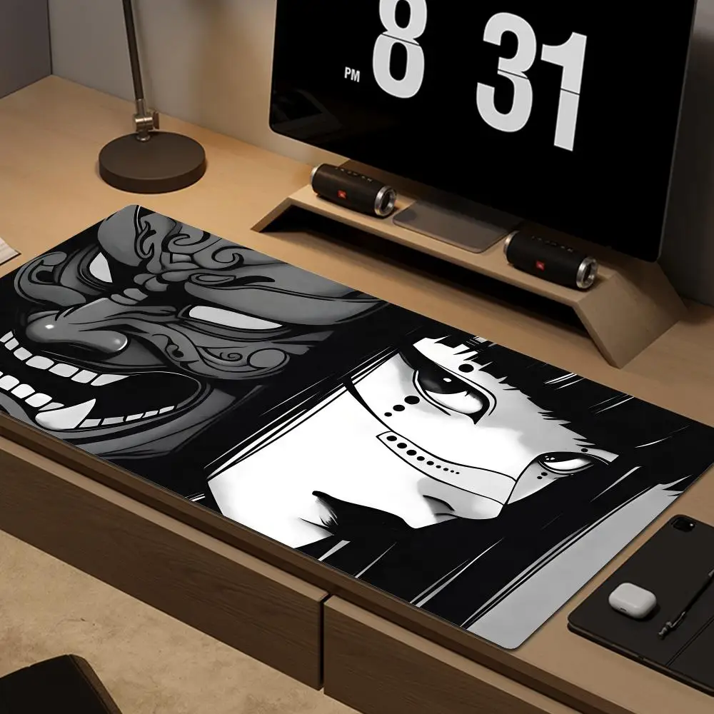 Large Gaming Samurai Oni Deskmat Japan Mask Girl Mouse Pad XXL Gamer Professional Premium Mousepad Speed Control Accessories