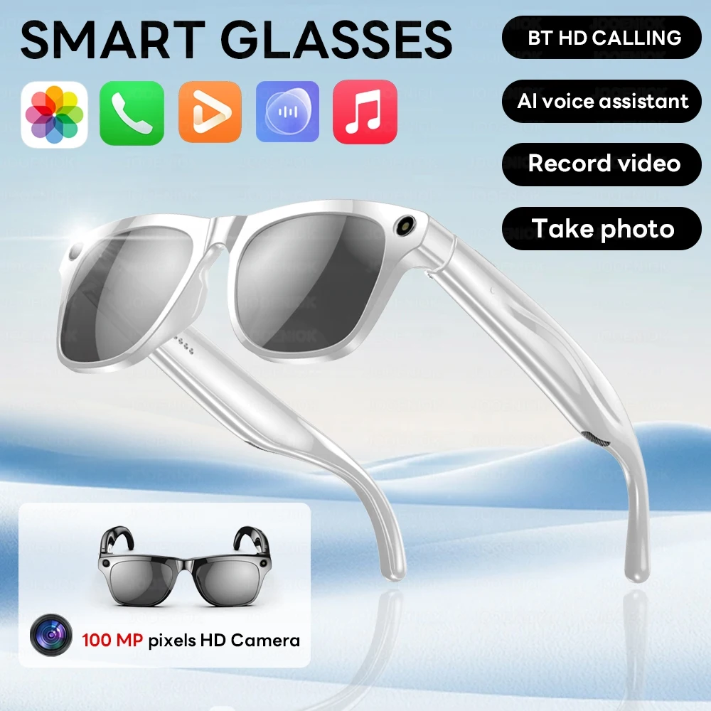 

2025 New Smart Glasses 1920*1080 HD Camera Voice Assistant Video Voice Player Bluetooth Call SmartGlasses Men Women
