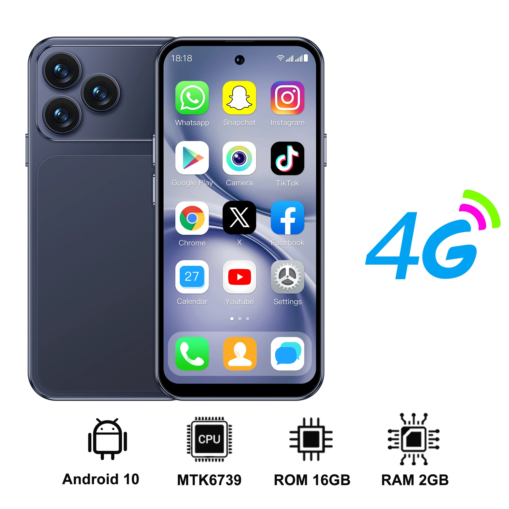 2026 NIEUWE SERVO 4G LTE Mini Smartphone Android OS 2/3GB+16/64GB Play Store Gezichtsontgrendeling WiFi 4.5" Kleine Smartphones 2 SIM Standby