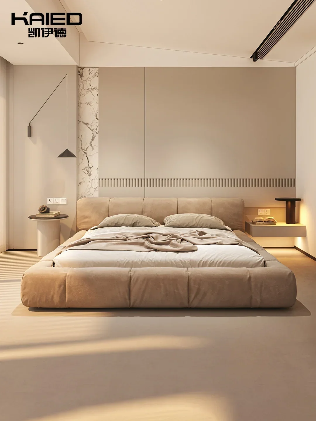 

Soft bed Modern minimalist technology matte fabric bed 2m x 2m 2 double beds, high-end atmospheric master