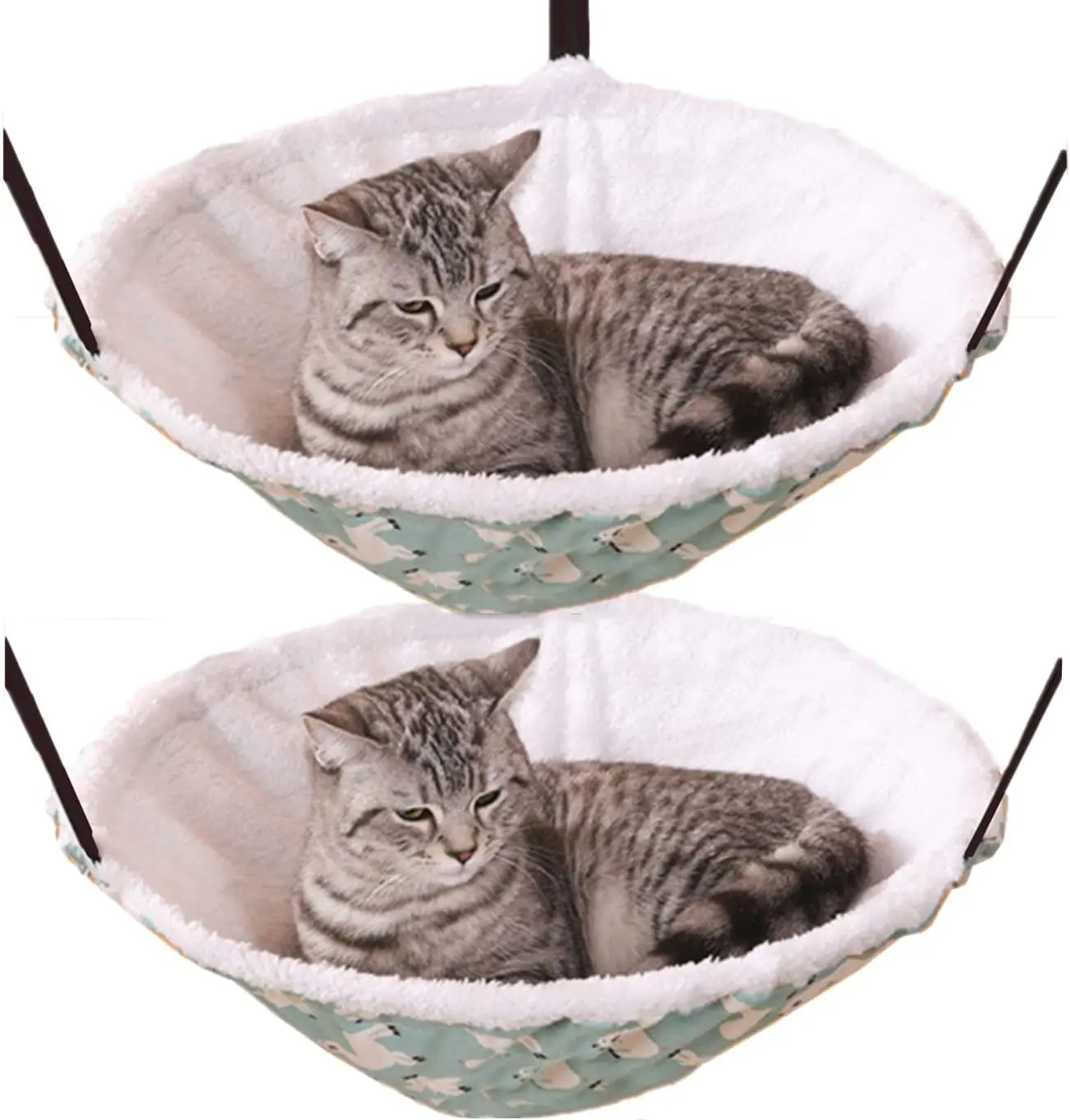 

Гамак для кошек, 2 шт., подвесная кровать для кошек, кресло для питомника в клетке с металлическим каркасом, регулируемые ремни (голубой)