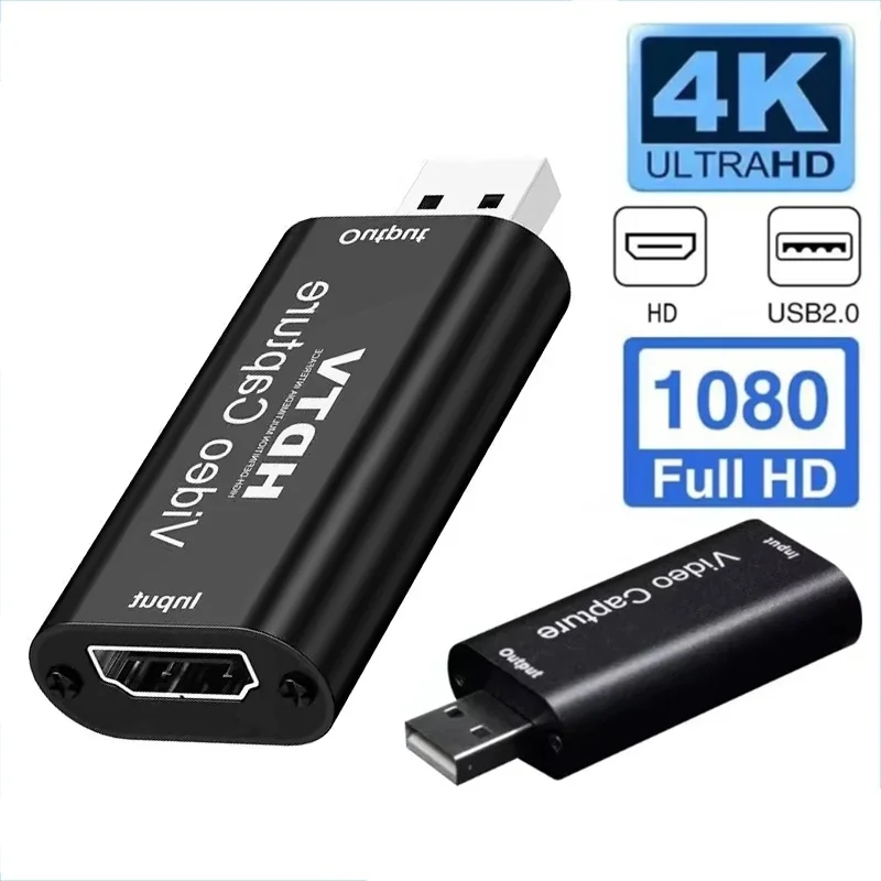 USB 2.0 Video Capture Card 1080P USB 2.0 Video Capture Card Output 1080P Input 4K 2.0 Game Grabber Box For PS4 DVD Travel Use