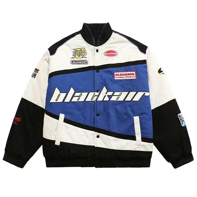 New Embroidery Motorcycle Baseball Jackets Men Women Vintage Y2K Harajuku Letter Patchwork Coats Hip Hop Streetwear Unisex