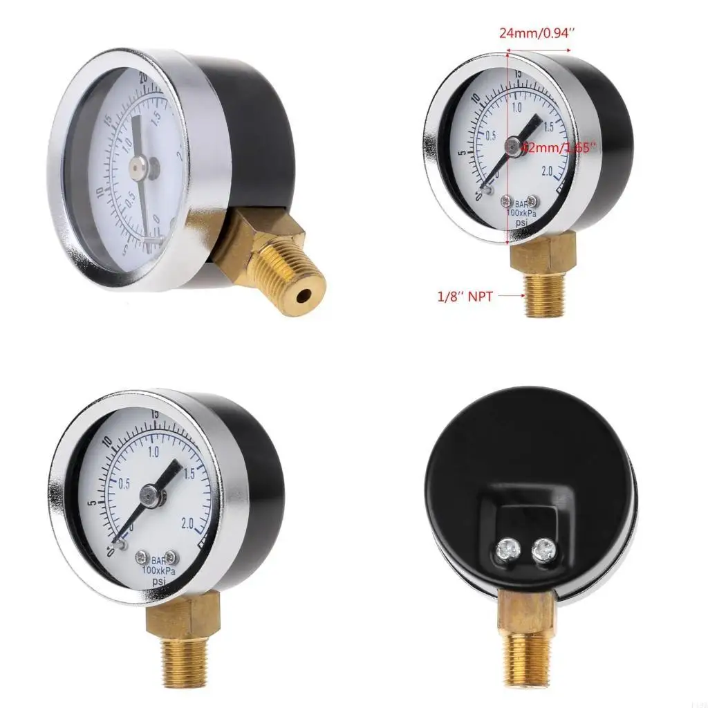 F19B Pressure Gauge 0-30 PSI Compressor Gauge Bottom Mount 1/8 Inch NPT Thread