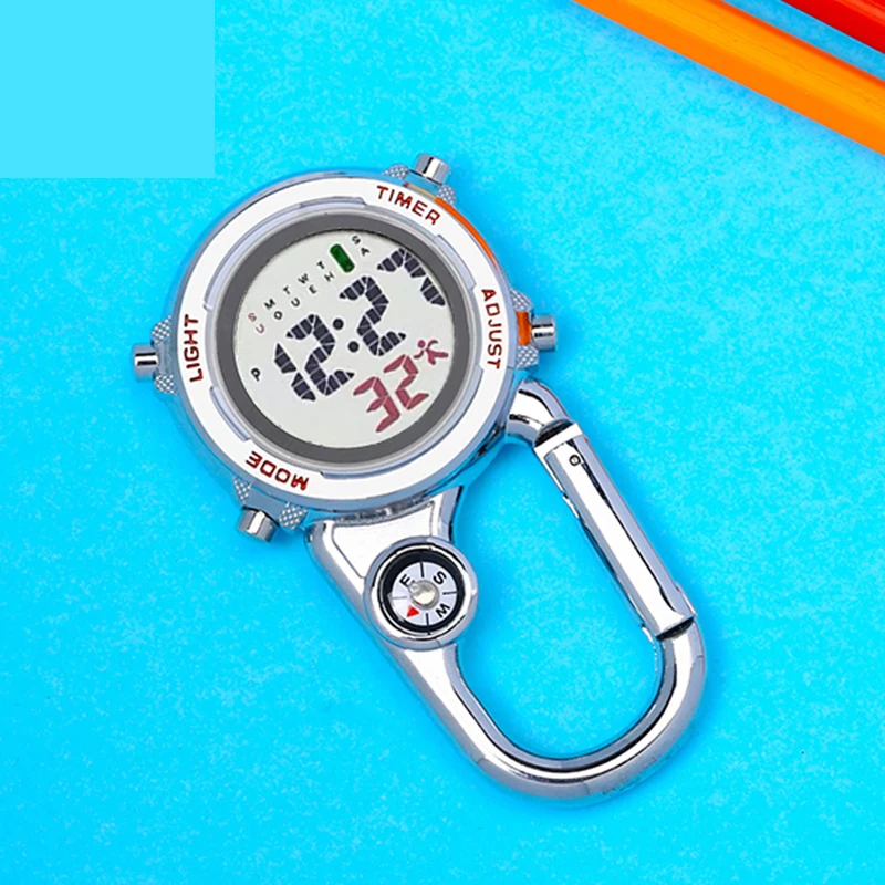 Carabiner watch Multifunctional electronic pocket watch Portable Sports Climbing Fob Watches outdoor backpack belt clip on clock