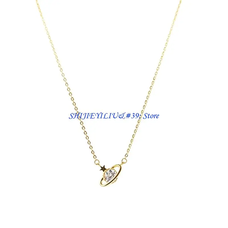 E21F Simple Planet Pendant Necklace Adjustable Jewelry for Daily Wear